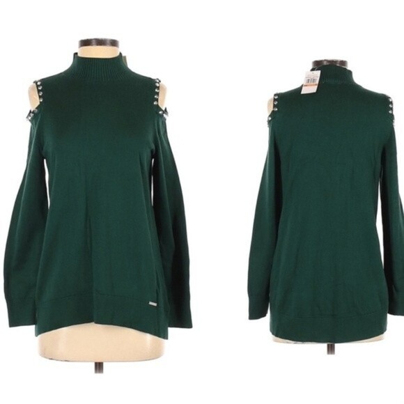 Michael Kors Cold Shoulder Mock Neck Long Sleeve Pullover Sweater Size S - Picture 1 of 7